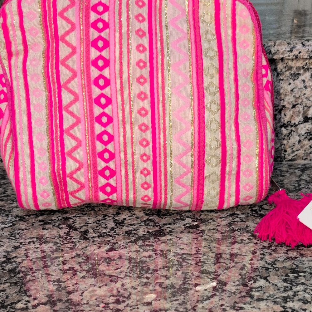 Jane Marie Pink and Gold Cosmetics Bag - New With Tags